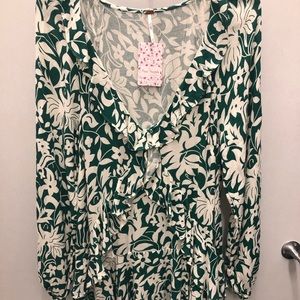 Free People | Dresses | Nwt Free People Rebecca Ruffle Dress In Green ...